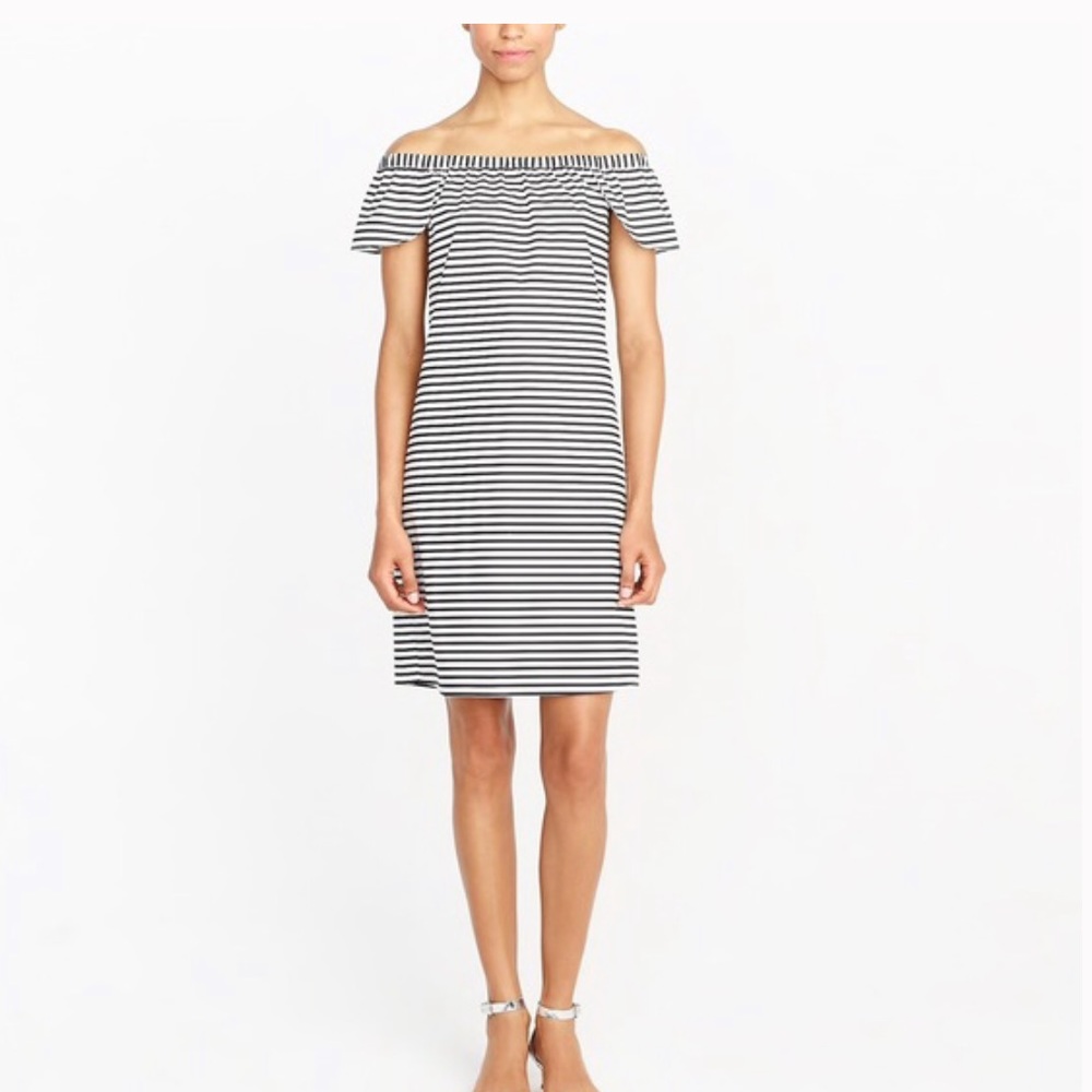 J.Crew Off the Shoulder Striped Dress